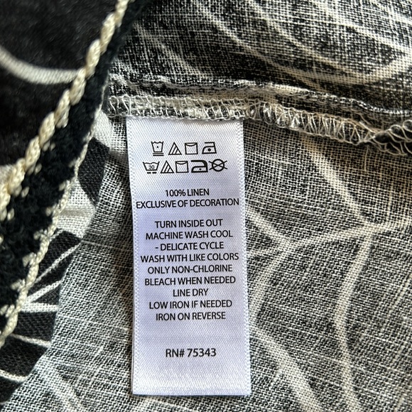 Cynthia Rowley 100% linen on/off the shoulder tropical print top sz XL - Picture 10 of 13